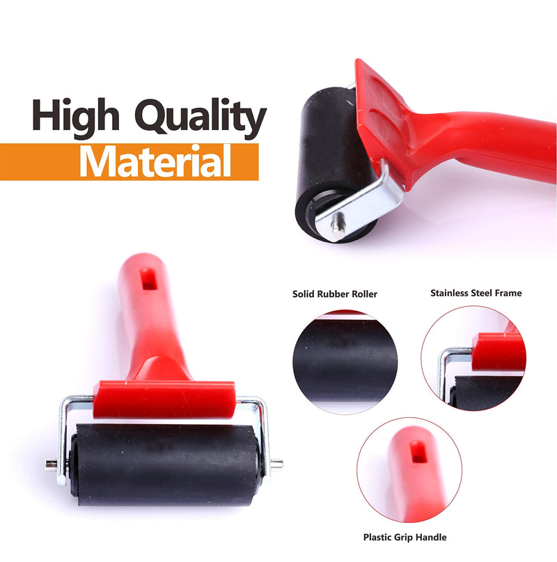 UCEC 3 PCS Rubber Rollers, Durable Hard Rubber Brayer Rollers for Crafting, Glue Roller Paint Brush for Printmaking Stamping Gluing, Anti Skid Tape Construction (2.4”, 5.9”, 7.9”)