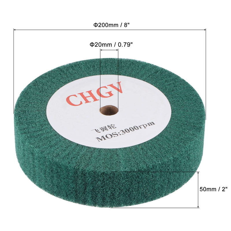 uxcell 200mm x 50mm 240 Grit Non-Woven Polishing Burnishing Wheel Nylon Wire Drawing Abrasive Flap Wheel for Stainless Steel Copper Green