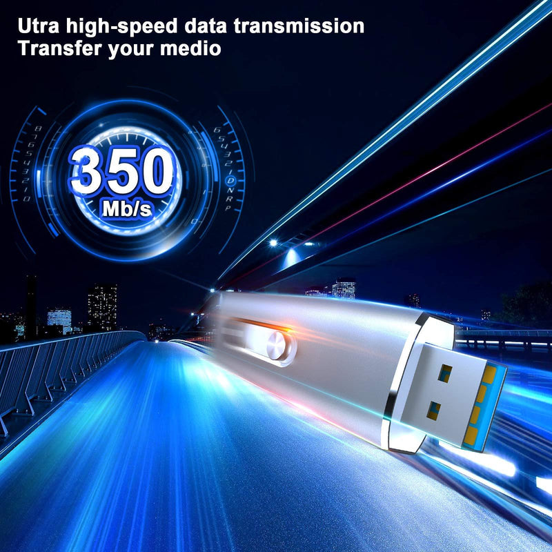 VANSUNY USB C Flash Drive, 128GB USB 3.1 Flash Drive 350Mb/s Dual Drive USB Type C Thumb Drive 128G USB C Drive Super Speed Solid State USB Drive (128G,Silver) 1) Silver * 128G