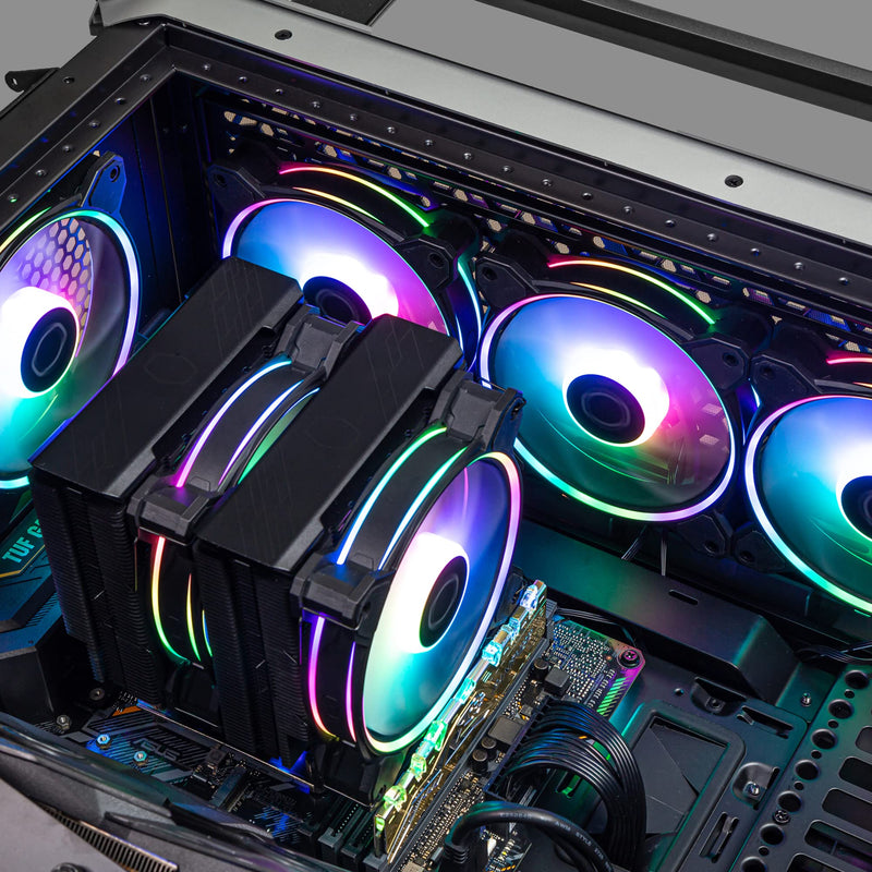 Cooler Master MasterFan MF140 Halo² Fan, Duo-Ring ARGB Gen 2 LED Rings, 120mm 1600rpm Dynamic PWM, Enlarged Fan Blades, Hybrid Frame for PC Case, Liquid and Air Cooler (MFL-B4DN-16NP2-R2),Black Black 140mm ARGB Halo²