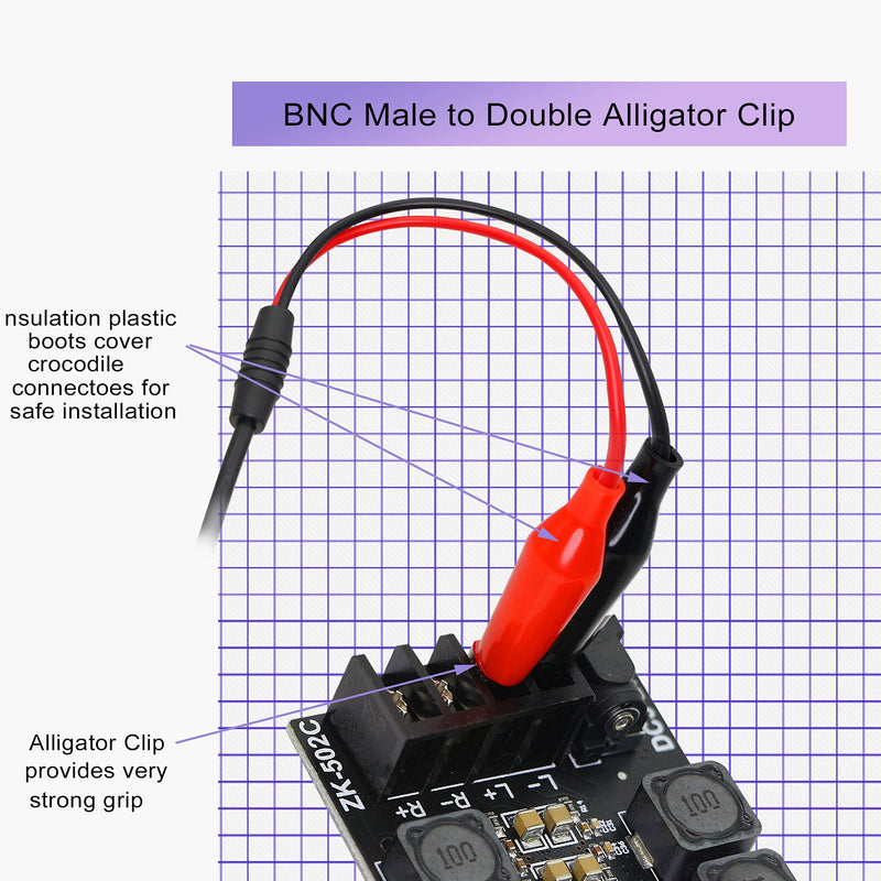 PNGKNYOCN 3 Feet BNC Q9 to Double Alligator Clip Test Cable Probe Leads Oscilloscope Test for Oscilloscope, Signal Generators, Video Surveillance