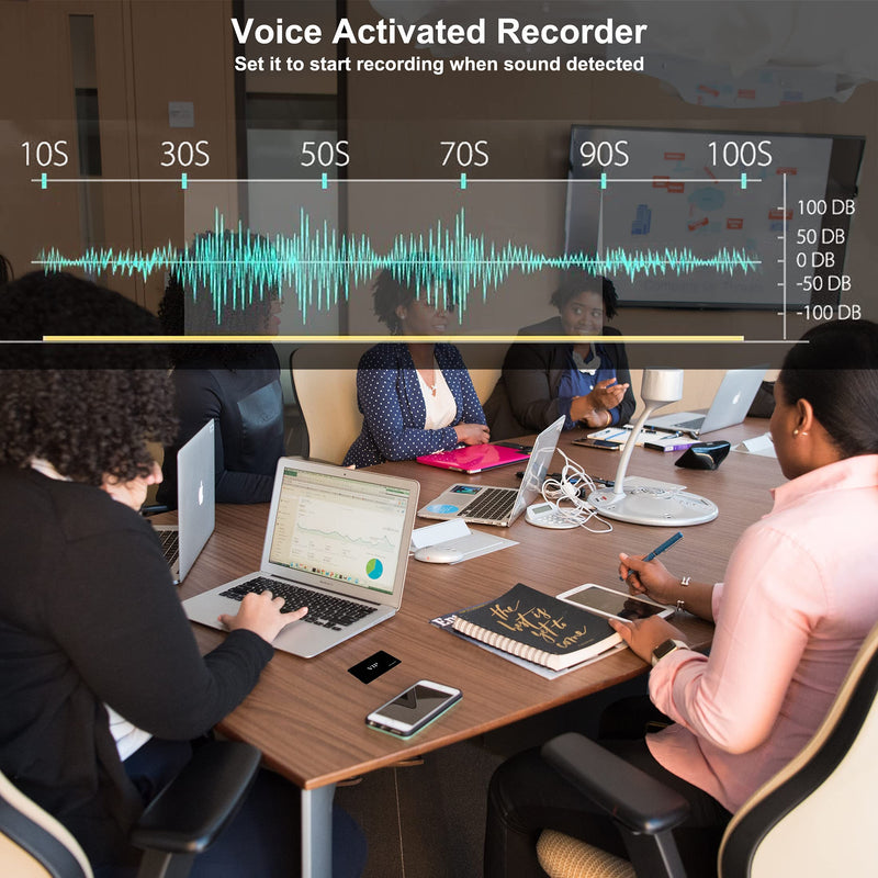 Voice Recorder Cards, 16GB Noise Canceling Voice Activated Recorder 40 Hours Battery Recording Time, External Memory Card, USB Files Transfer,Playback,MP3 Player