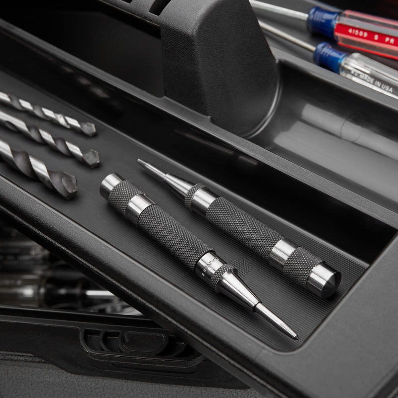 Heavy Duty Automatic Center Punch with Hardened Steel - Pack of 2 Premium Universal Metal Hand Tool for Machinists and Carpenters Spring Loaded with Adjustable Knurled Cap and Hard-Shell Carry Case