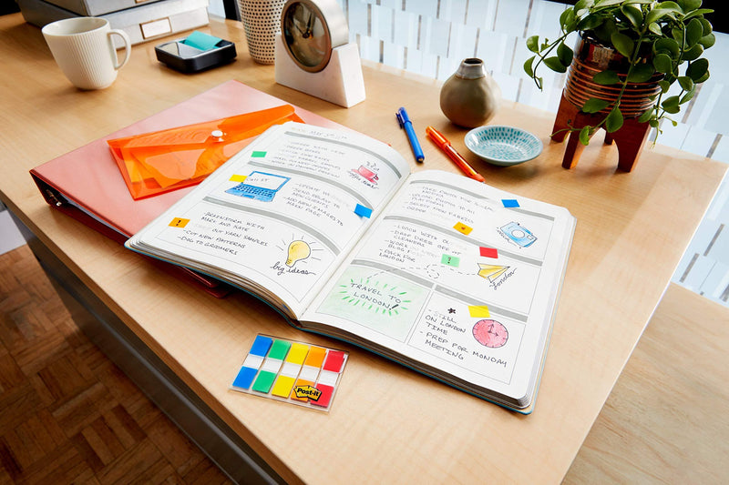 Post-it Flags Assorted Color Combo Pack, 320 Flags Total, 200 1-Inch Wide Flags and 120.5-Inch Wide Flags, 4 On-The-Go Dispensers/Pack (683XL1)