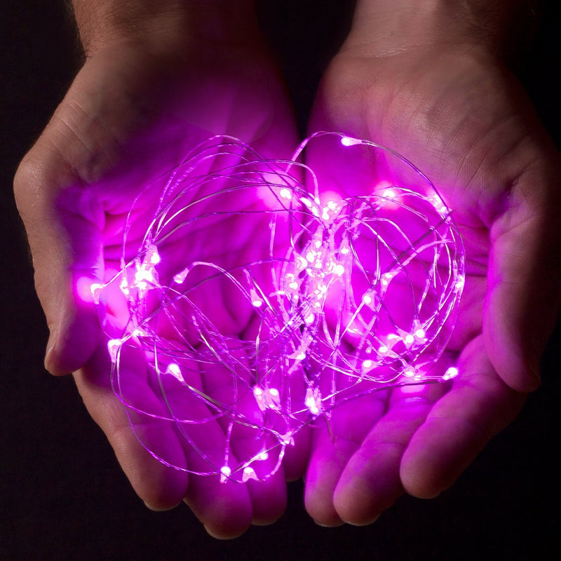 RTGS Products 30 LEDs Lights Indoor and Outdoor 9.5 FEET String Lights, Fairy Lights Battery Powered for Patio, Bedroom, Holiday Decor, etc (Pink) Pink