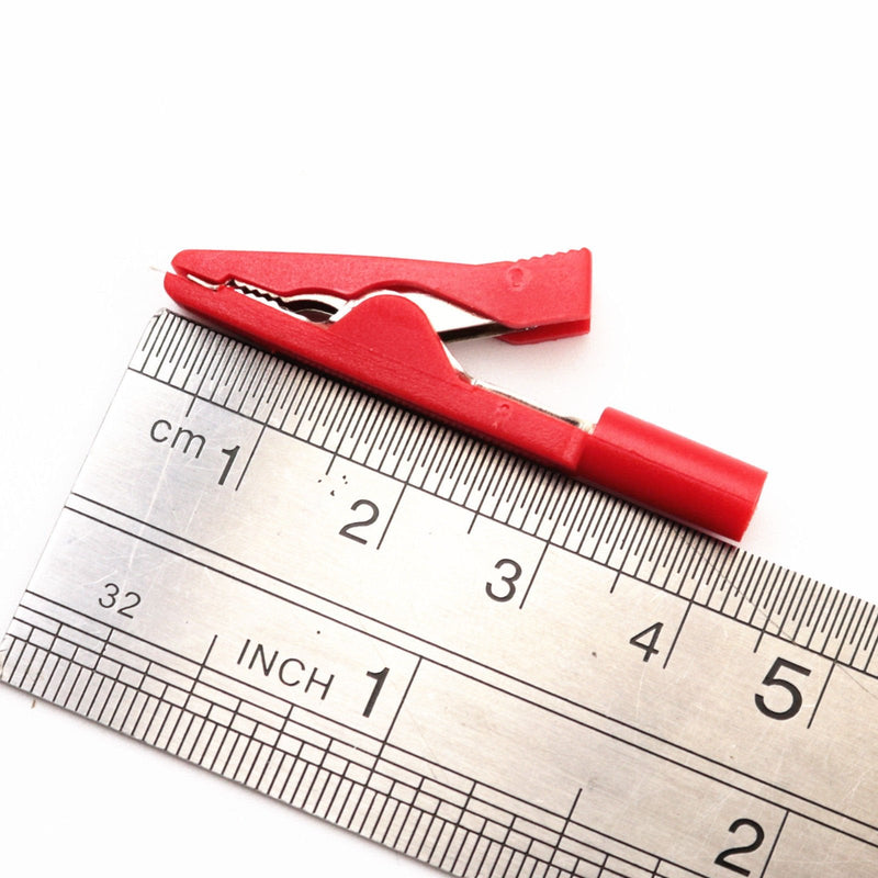 10Pcs Red and Black Insulated Safety Multimeter Test Leads Alligator Clips Electrical Mini Test Crocodile Clamp Clips with 2mm Banana Jack for 2mm Test Probe & 2mm Banana Plug Connectors