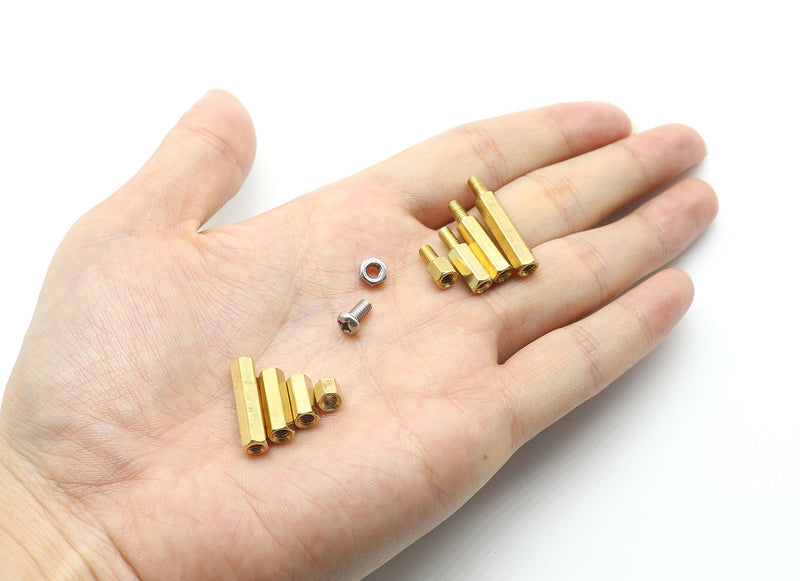 binifiMux 200Pcs M3 Hex Brass Spacer Standoff Srcrews Nuts Assortment Kit, Male Female, Machine Screws Nuts