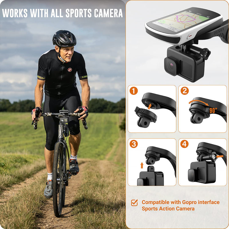 TUSITA Flush Out Front Mount and Quarter-Turn to Friction Flange Mount Adapter Compatible with Garmin Edge GPS Bike Computer, XOSS G/G+ - Cycling Handlebar 25.4mm 31.8mm Light Holder Camera Bracket