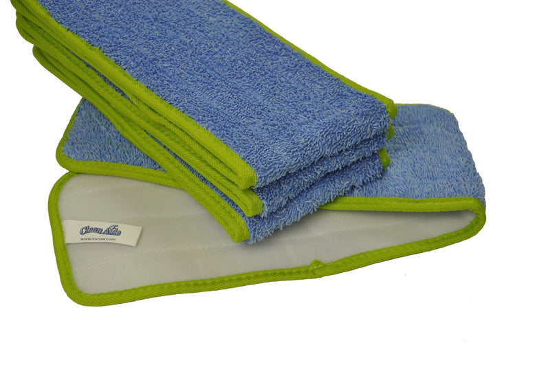CleanAide Microfiber Wet Mop Pad Refill, 24 Inches, Green, Pack of 4