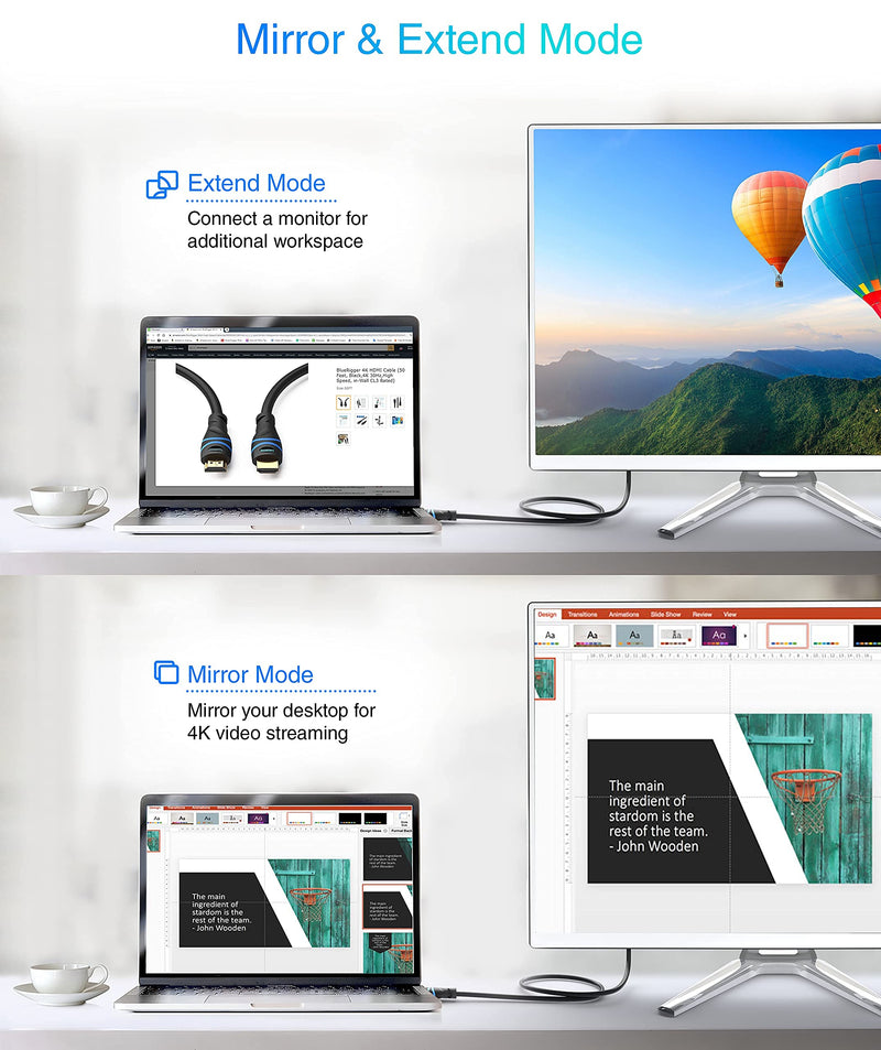 4K HDMI Cable 10FT- 2 Pack, BlueRigger (4K 60Hz HDR, HDCP 2.2, High Speed 18Gbps) - Compatible with PS5, PS4, PS3, Xbox, Roku, Apple TV, HDTV, Blu-ray, PC 2 Pack - 10FT