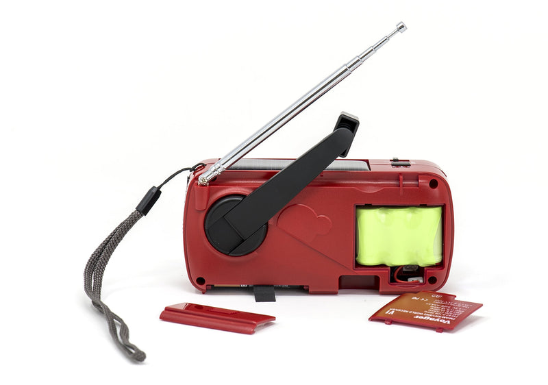 Kaito V1 Voyager Solar/Dynamo AM/FM/SW Emergency Radio with Cell Phone Charger and 3-LED Flashlight, Red