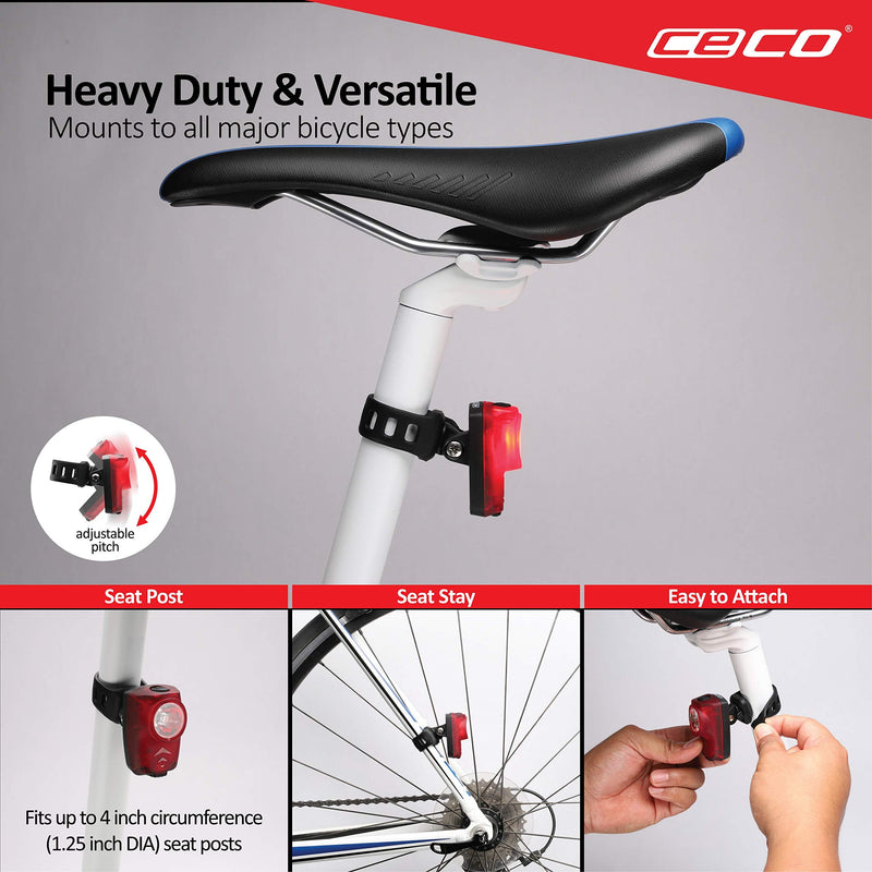 CECO-USA: 100 Lumen USB Rechargeable Bike Tail Light - Super Bright Model T100 Bicycle Rear Light - IP67 Waterproof, FL-1 Impact Resistant - Red Safety Light - Pro Grade Quality Bike Tail Light