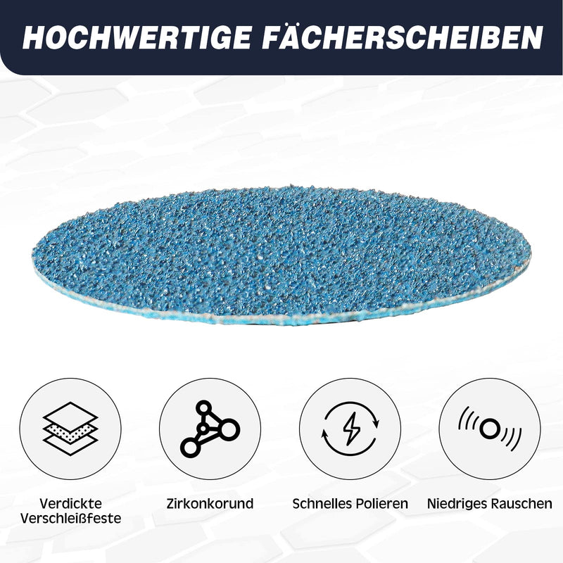 Shineboc 48 piece sanding disc set, grit size 40/60/80/120, 2 inch (50 mm) zirconium corundum grinding disc for metal, wood, steel, serrated disc for cutting angle grinder + 2" tray + 1 round rod
