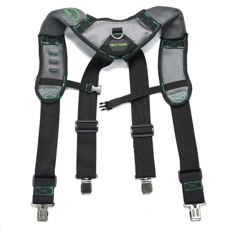 MELOTOUGH Gel Construction Work Suspender Tool Belt Suspenders with Gel shoulder pad Detachable Phone Holder (Heavy Duty Clip End Tool Belt Suspenders) Heavy Duty Clip End Tool Belt Suspenders