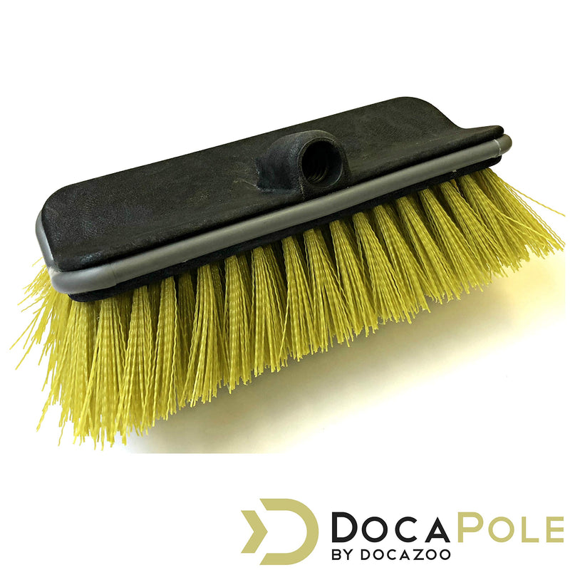 DocaPole Hard Bristle Deck Brush and Bi-Level Scrub Brush Extension Pole Attachment (11â€) | Long Handle Scrub Brush and Deck Brush for Deck, House Siding, Brick, Concrete and more (Pole Not Included)