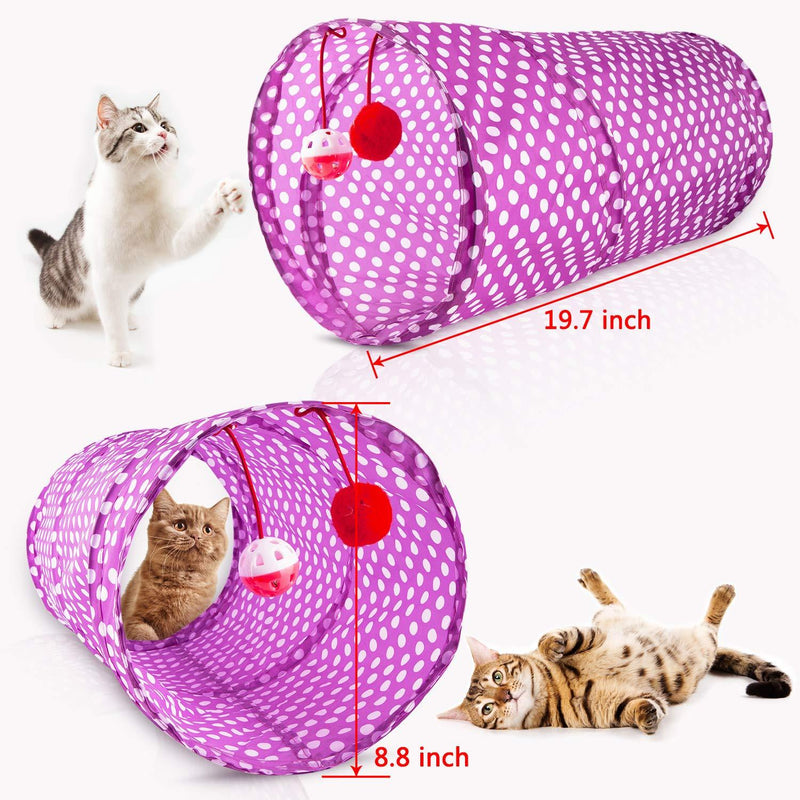 Mibote 28 Pcs Cat Toys Kitten Toys Assorted, Cat Tunnel Catnip Fish Feather Teaser Wand Fish Fluffy Mouse Mice Balls and Bells Toys for Cat Puppy Kitty with Storage Bag Basic