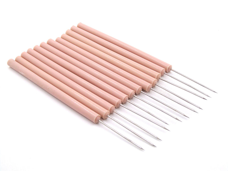 Pack of 12 Dissecting Dissection Teasing Needle Straight with Plastic Handle (HTI BRAND)
