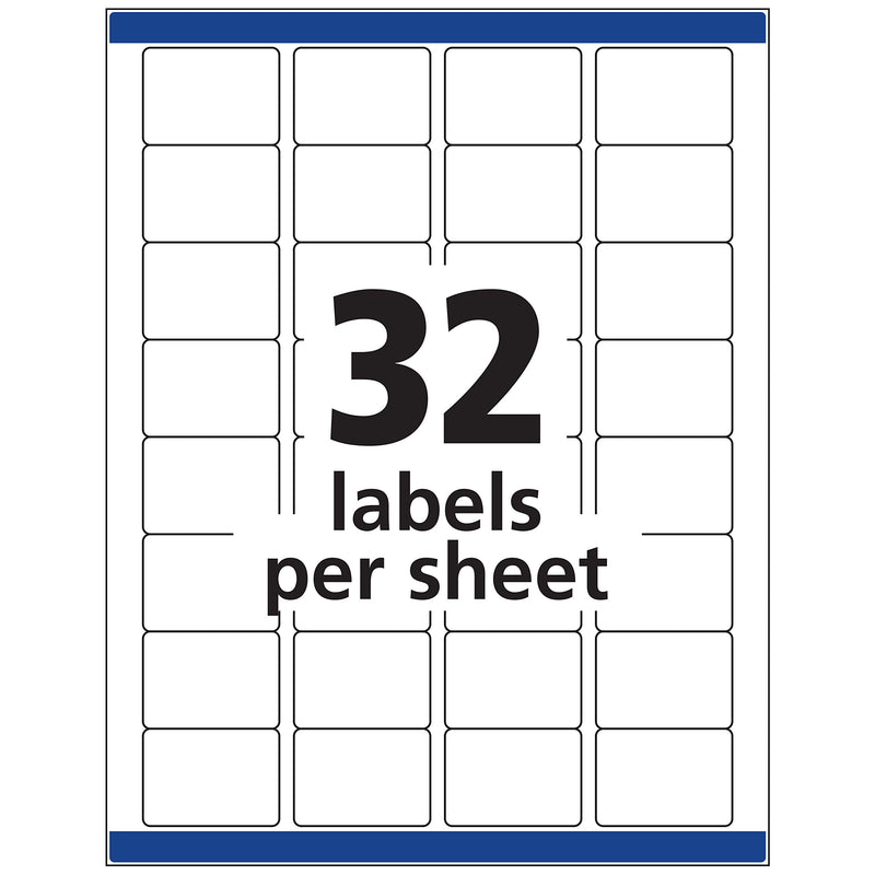 Avery 06570 Permanent ID Labels for Laser and Inkjet Printers, 1.25 x 1.75 Inch, White, 480 Labels (6570) 1 Pack