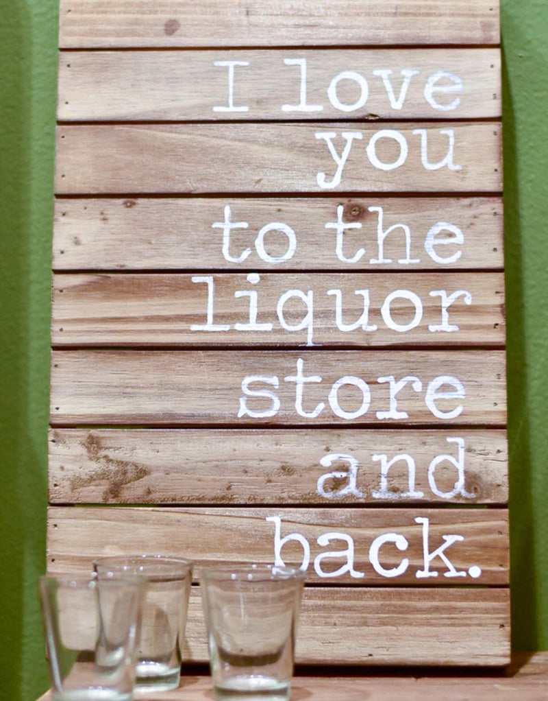 Mud Pie Planked Wood Liquor Store and Back Wall Plaque, Brown