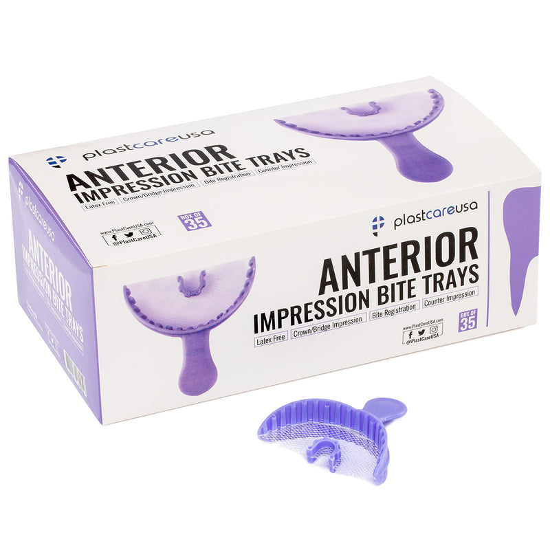 35 Anterior Dental Bite Registration Impression Trays, Purple, 1 Box of 35 Bite Trays