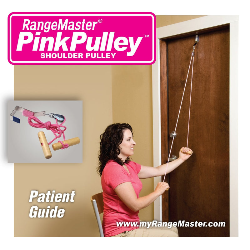 RangeMaster PinkPulley Cancer Care Shoulder Pulley │ Aids in Recovery and Rehabilitation │ Breast Cancer Patient Instructional Guide Included │ Metal Bracket Door Attachment