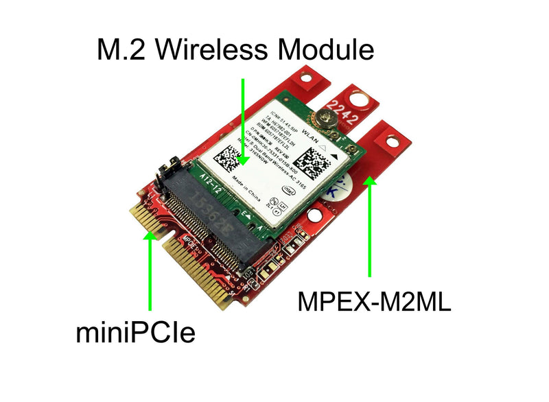 Ableconn MPEX-M2WL Mini PCIe Adapter with M.2 Key E Slot - Support PCIe and USB Based M.2 E Key and A-E Key Module for Mini PCI Express - Work for WiFi & Bluetooth M2 Module E Key M.2 Slot