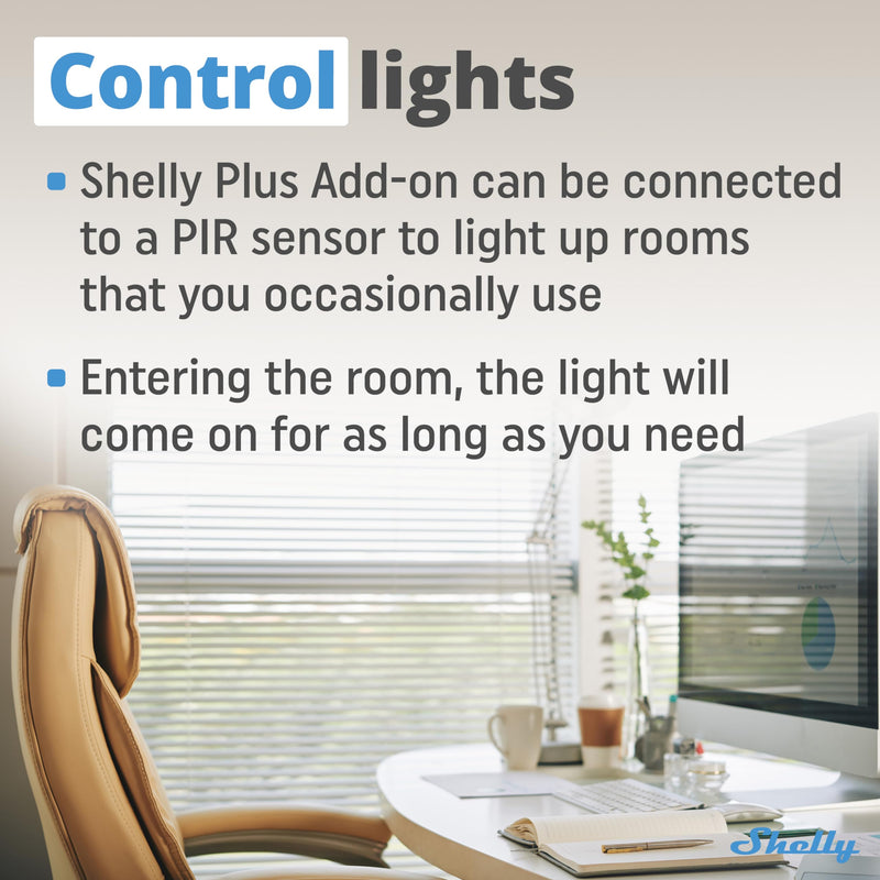 Shelly Plus Add-On, Smart Home Interface Plus Relay, Digital Control via WLAN & App, WiFi Home Automation, 3.3V, Applicable for DS18B20 & DHT22 Sensors Pack of 1