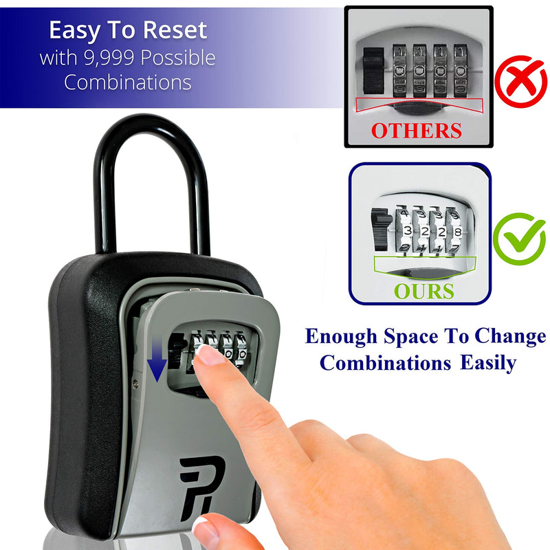 Key Lock Box for Outside - Lock Box for House Keys - Key Lockbox for Key Storage Outdoor - Key Hiders to Hide a Key Outdoor - Waterproof Key Safe Lock Box with Combination Lock (With Shackle) 1