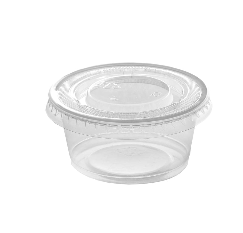 [100 Sets - 2 oz.] Plastic Portion Cups With Lids, Souffle Cups, Jello Shot Cups 100 2 oz.