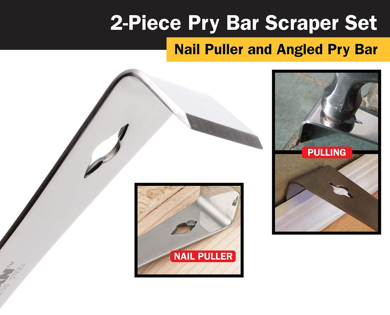 Titan 17005 2-Piece Stainless Steel Pry Bar Scraper Set, 7-1/4 x 9/16" and 9-1/4 x 9/16" 2 Piece Set