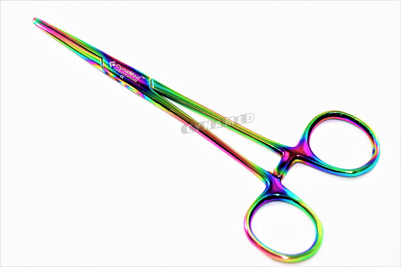 Premium 1 Each 5.5" Straight Hemostat Forceps Locking Clamps Stainless Steel Set-Multi Rainbow Color