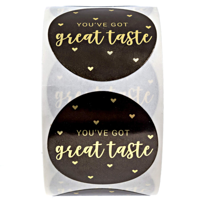 You've Got Great Taste Stickers/Roll of 500 1.5" Labels/Gold Foil Business Stickers