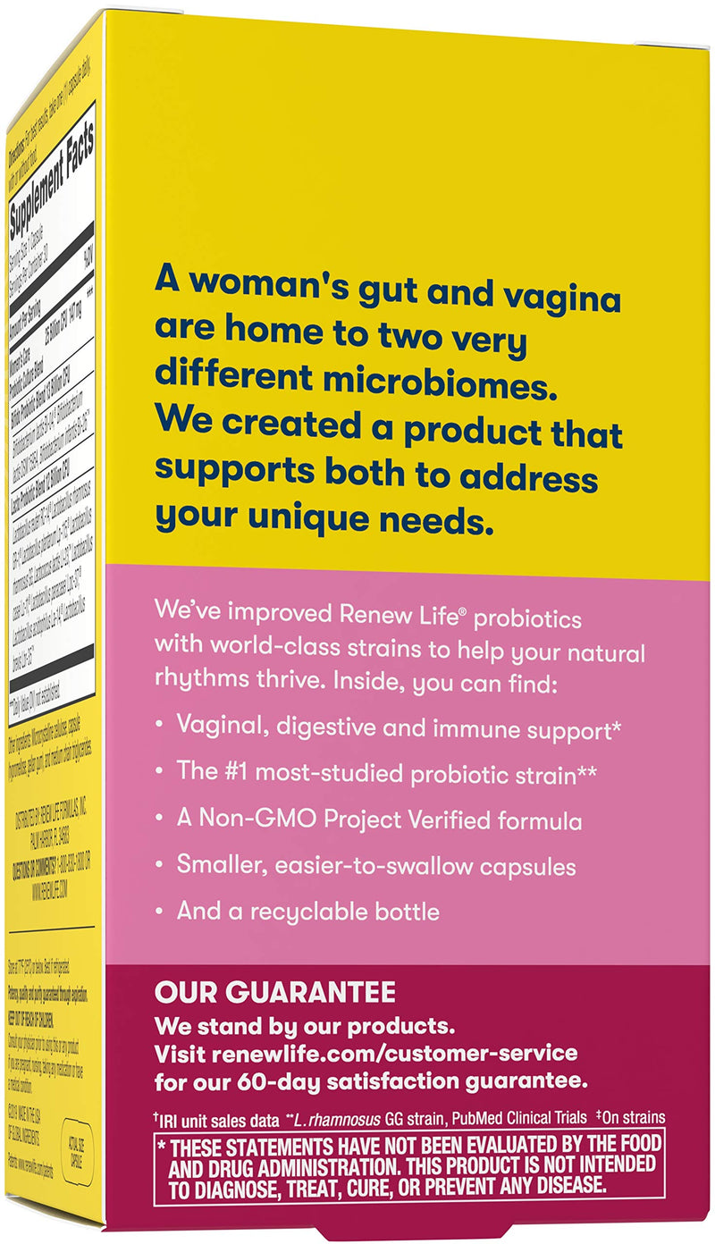 Renew Life Women's Probiotics 25 Billion CFU Guaranteed, 12 Strains, Shelf Stable, Gluten Dairy & Soy Free, 30 Capsules, Ultimate Flora Women's Care 30 Count