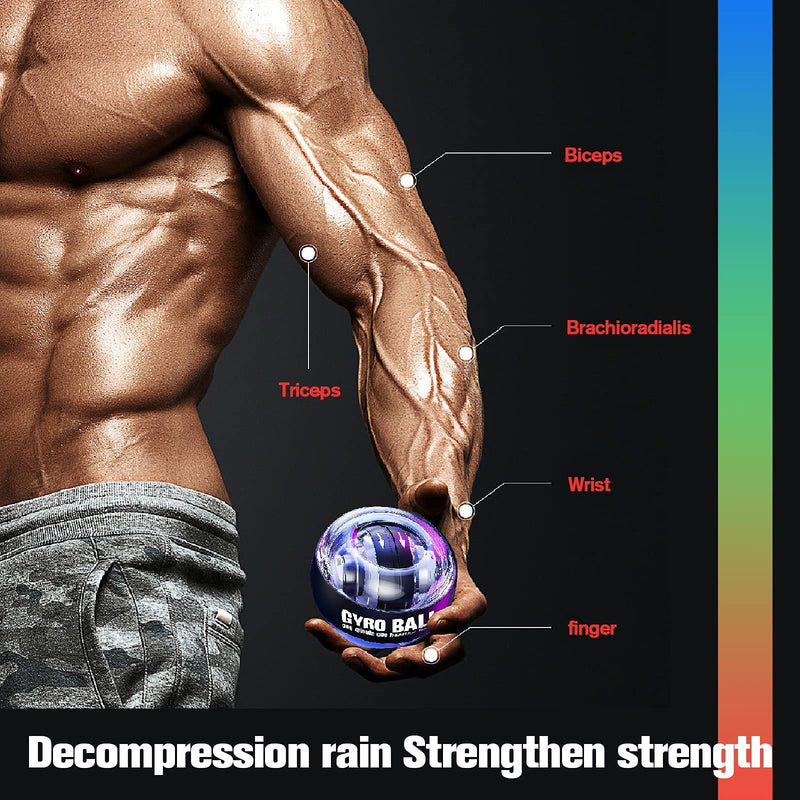 JIN BD Wrist Trainer Ball Auto-Start Wrist Strengthener Gyroscopic Forearm Exerciser Gyro Ball for Strengthen Arms, Fingers, Wrist Bones and Muscles BLACK Without Light