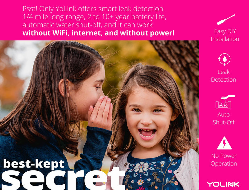 Smart Water Leak Sensor 3 Pack, YoLink 1/4 Mile World's Longest Range Wireless Water Sensor Works with Alexa IFTTT, Water Leak Detector with App Notifications, Remote Monitoring - YoLink Hub Required