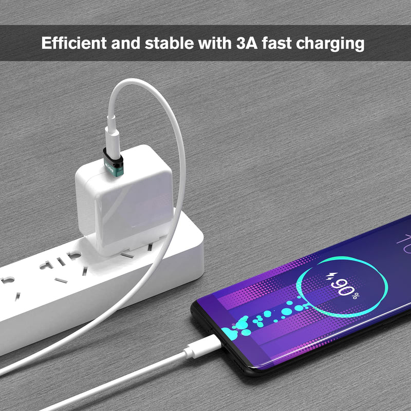 USB C Female to USB A Male Adapter,Compatible with Apple MagSafe Watch to USB Wall Plug,Type-C to A Charger Cable Connector for iPhone 13 12 Mini Pro Max,MacBook,iPad,Galaxy Note (Atrovirens ) 4 Pack atrovirens
