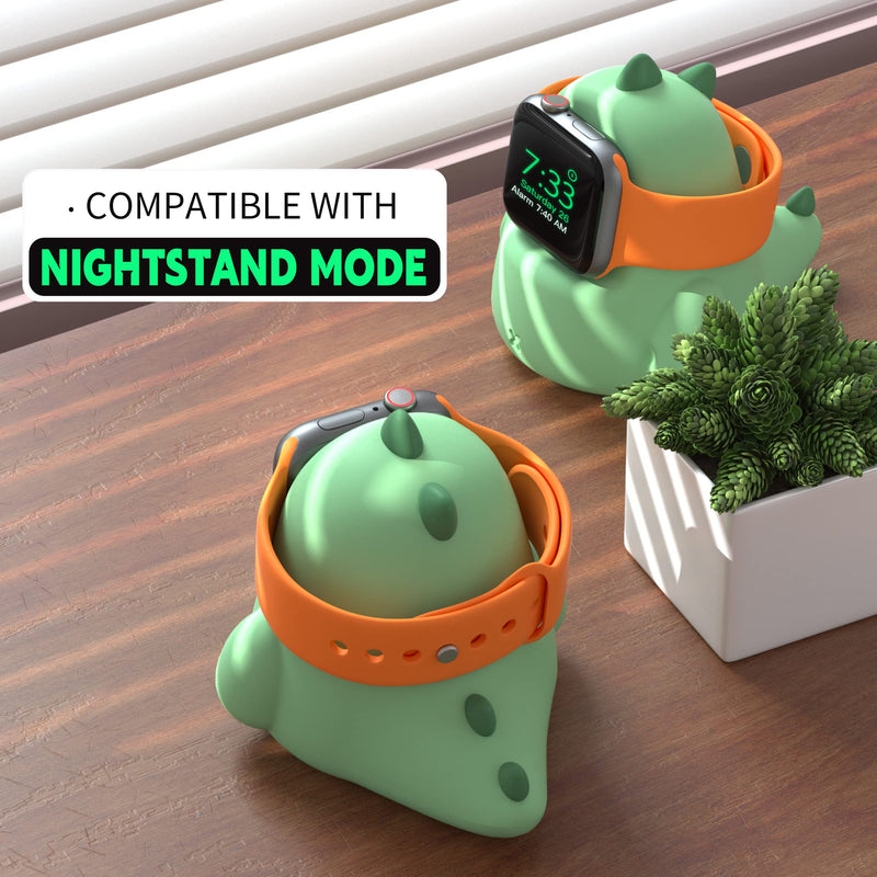ELETIUO Charger Stand Compatible with Apple Watch Series 7/6/SE/5/4/3/2/1 (45mm, 44mm, 42mm, 41mm, 40mm, 38mm),Dinosaur iWatch Charging Dock,Supports Nightstand Mode,Mint Green Mint Green