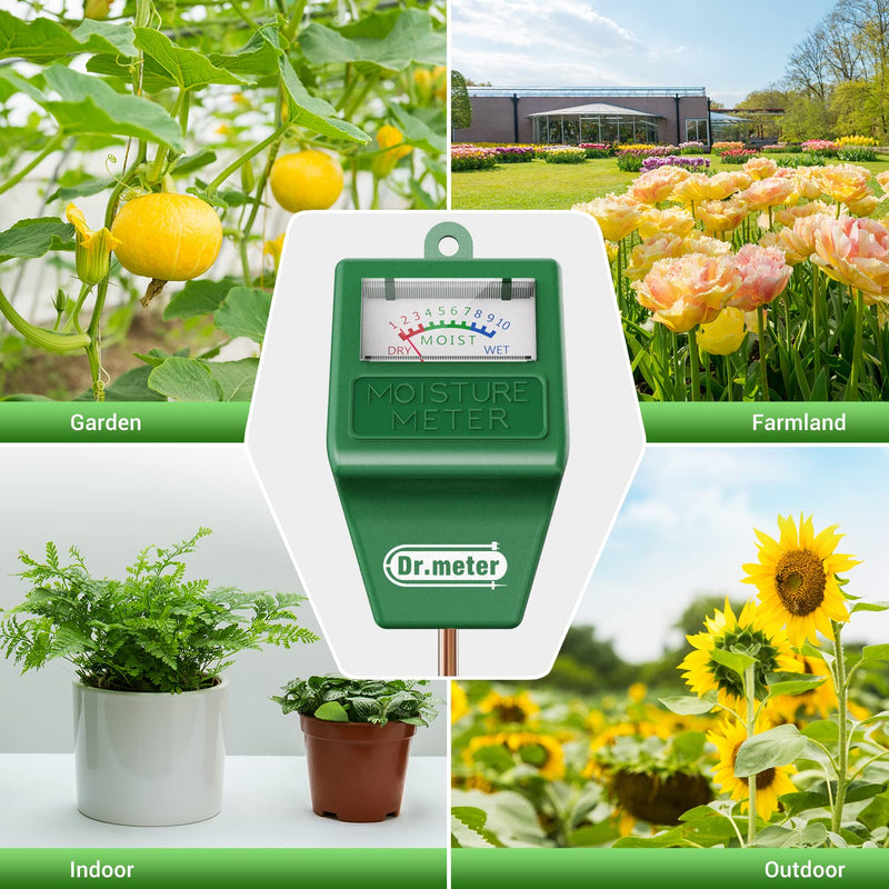 Soil Moisture Meter, S10 Soil Test Kit, Dr.meter Moisture Meter for Plants, Plant Water Meter for Garden Lawn Farm Indoor & Outdoor Use, Soil Tester Hygrometer Sensor for Plant Care, No Battery Needed