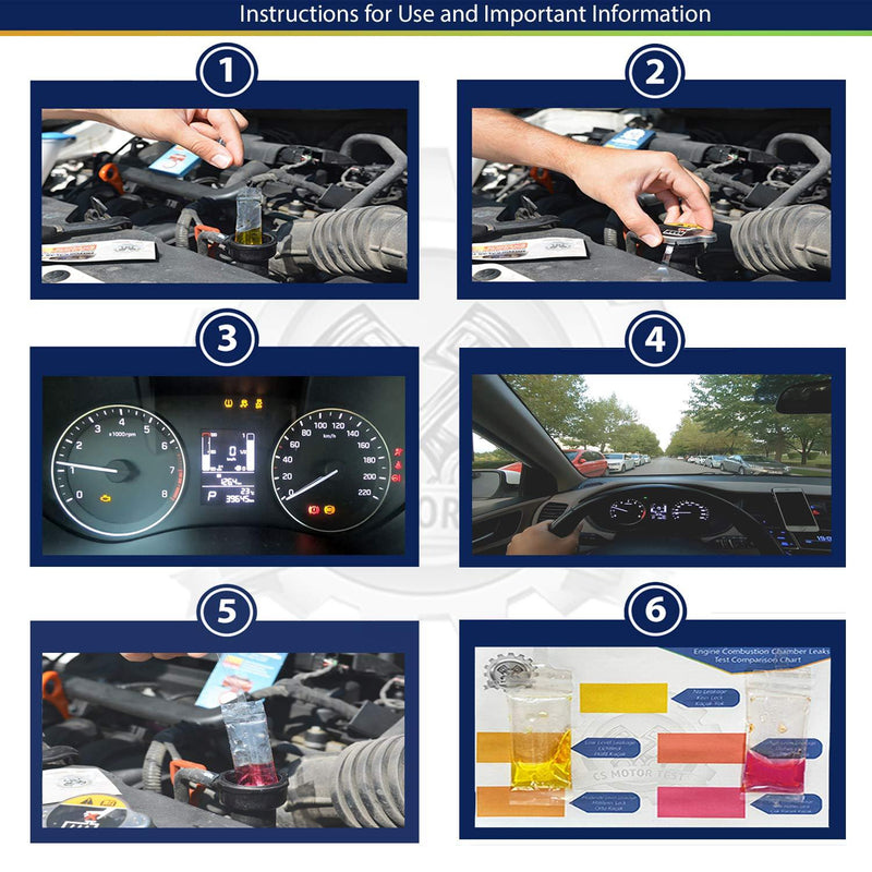 CS Engine Combustion Real-TIME Leak Tester - CO2 Leak Tester - Cylinder Head Gasket Tester - Test While Driving - Petrol Diesel Gas - Engine Under Load Head Gasket Test Kit - 10 PCS in a Special Box