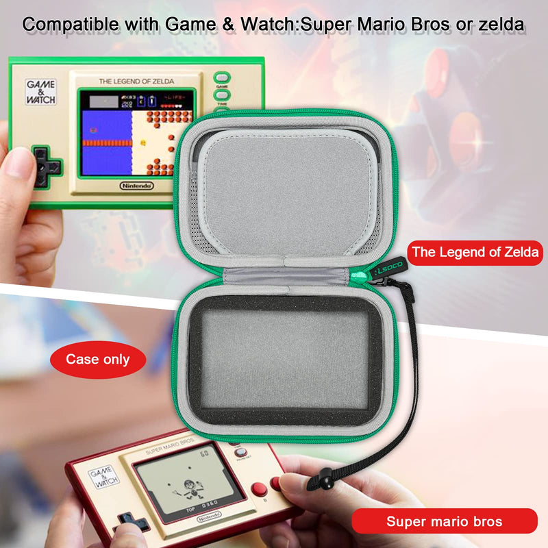 RLSOCO Carrying Case for Nintendo Game & Watch:The Legend of Zelda/ Super Mario (Green) Green
