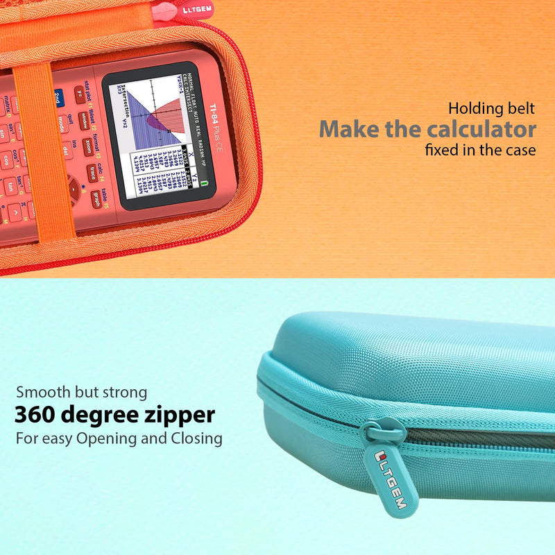 LTGEM EVA Hard Case Compatible with Texas Instruments TI-84 Plus CE/TI-84 Plus/TI-Nspire CX II CAS/TI-Nspire CX II/TI-83 Plus/TI-89 Titanium/TI-85 / TI-95 Color Graphing Calculator, Orange 8.9*4.5*2.2 1.Orange