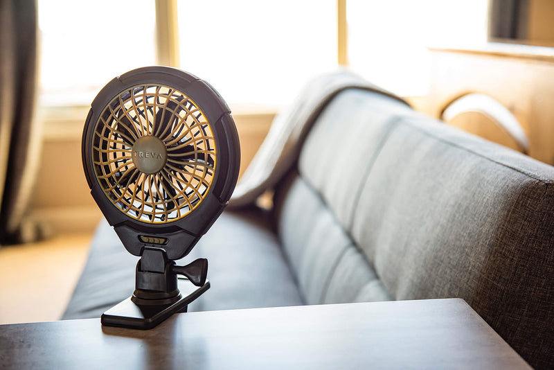 Treva 5 Inch Battery Powered Clip on Fan, Khaki