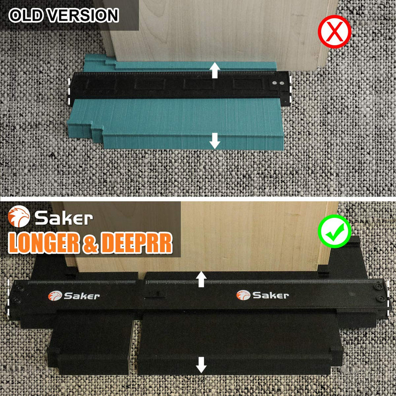 Saker Connection Profile Gauge-Adjustable Lock-Must Have Tool for DIY Handyman, Construction (5+10 INCH, BLACK+BLACK) 5+10 INCH