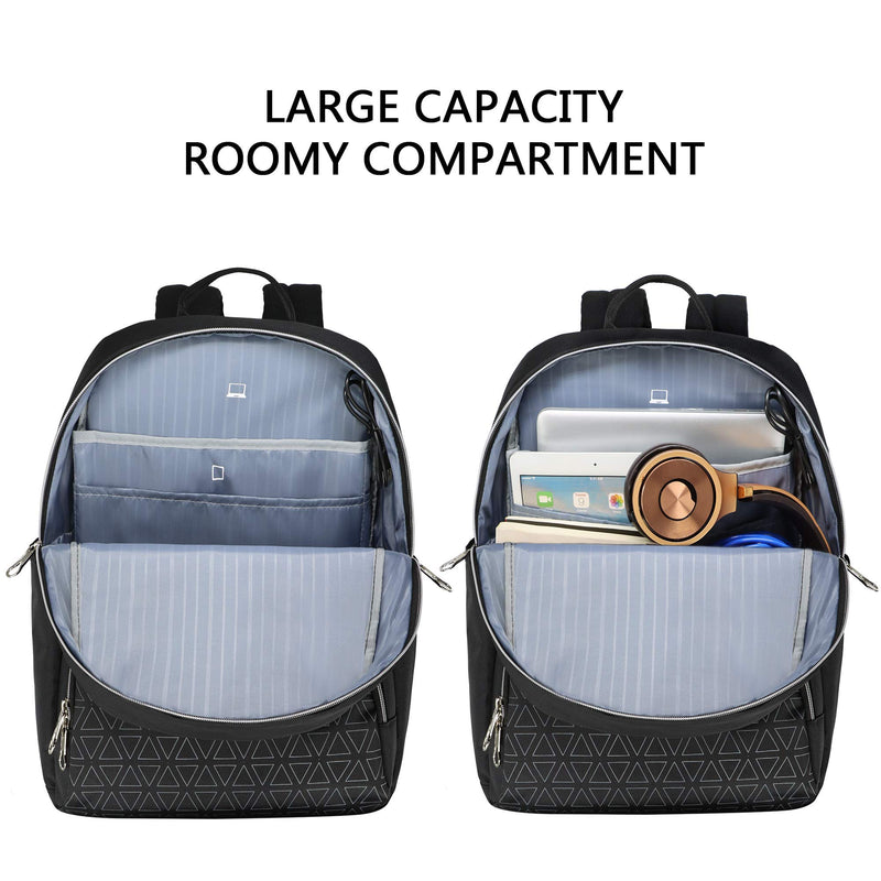 KROSER Stylish Laptop Backpack 15.6 Inch College School Daypack with USB Charging Port, Water-repellent Nylon Computer Backpack Fashion Backpack for Travel/Business/Women/Girls-Black