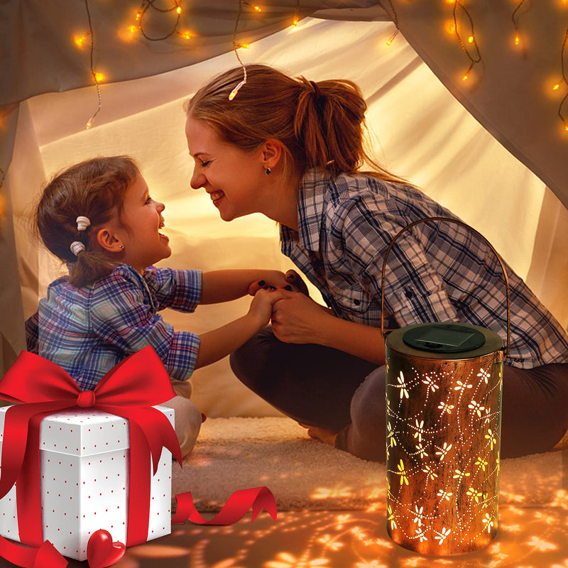 Solar Lantern Outdoor Hanging Lights - Dragonfly Hollowed-Out Metal Solar Lantern - Waterproof LED Decorative Garden Lights - Perfect Garden Decoration for Patio, Yard, Pathway 1.Dragonfly Lantern