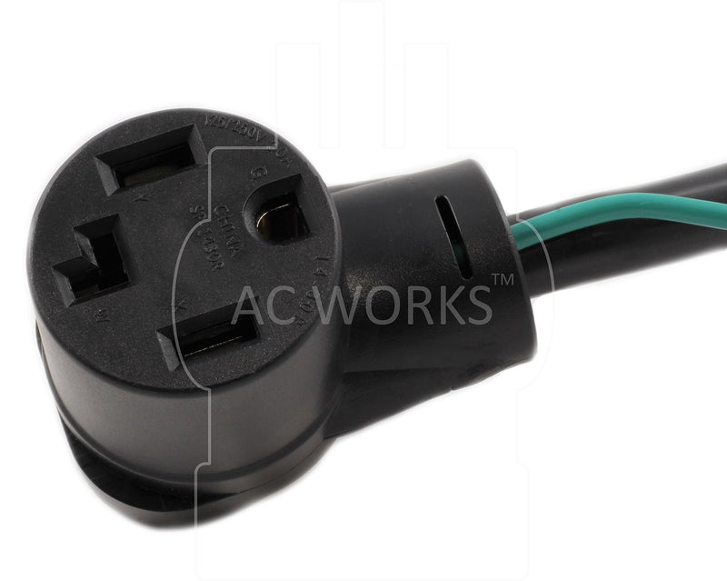 AC WORKS 30 Amp 3-Prong Dryer Wall Outlet Adapter (To 4-Prong 30 Amp Dryer Plug) To 4-Prong 30 Amp Dryer Plug