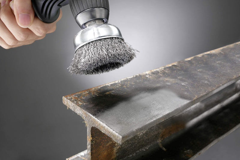 kwb cup brush coarse, corrugated, HSS steel wire, Ø 75 mm for metal and stone, wire brush for drilling machine incl. E6.3 hexagonal shaft, for derusting, descaling, roughening and cleaning cup brush Ø 75 mm