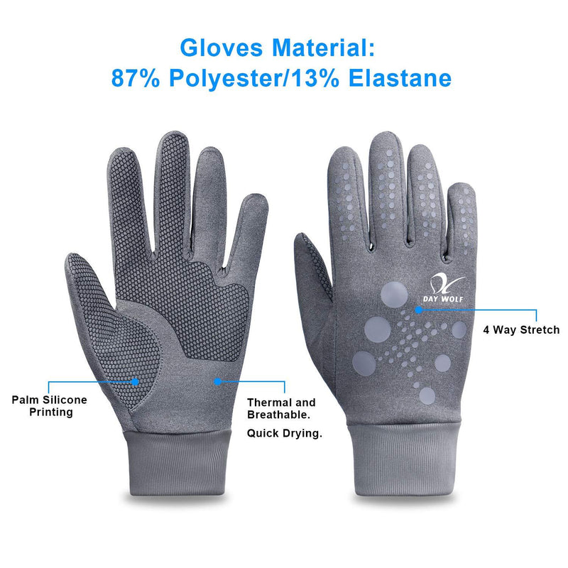 day wolf Running Gloves for Men Women Liner Gloves Touch Screen Running Exercise Gym Workout Warm Mittens Touch Screen Cycling Breathable for Winter Summer Driving Camping Hiking Driving Grey Doted X-Large