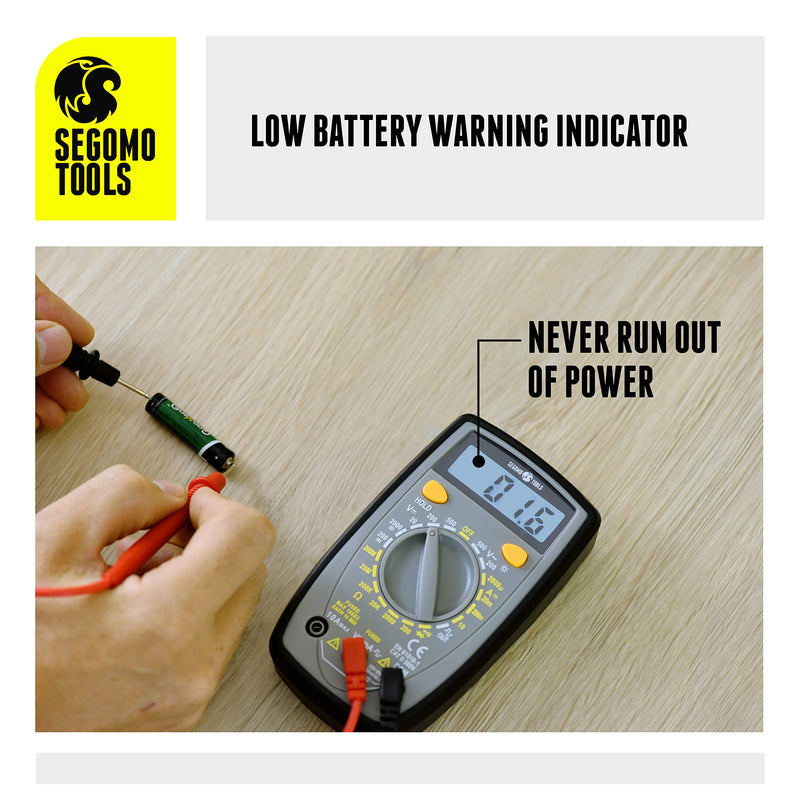 Segomo Tools 500 Volt Multimeter - Amp & Diode Voltage, Resistance & Continuity Digital Multimeter - Voltage Tester AC & DC - Continuity Tester & Voltage Meter - Multimetro - DM500