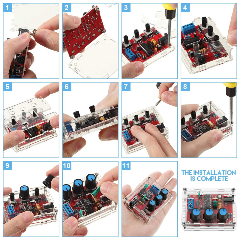 2 Pieces Signal Generator Kit, XR2206 Precise Function Signal Generator Frequency Module Signal Generator DIY Kit Sine Triangle Square Output Adjustable 1Hz-1MHz, 9-12V DC Input 2